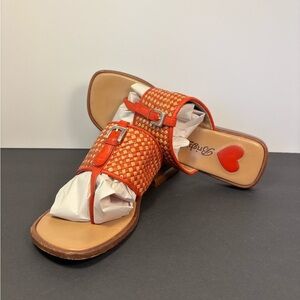 Brighton Red Woven Leather Heart Sandals | Size 6 | Coastal Classic Romantic